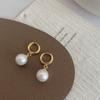 Aretes Colgantes de Perlas de Cuentas de Dongdaemun Coreano para Mujer, Aretes Simples Elegantes para el Día a Día, Aretes Versátiles, Cobre Chapado en Oro para Mujer