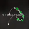 Venta al por mayor del fabricante Pulsera de Calcedonia de Hielo de Alta Calidad Chapada en Plata 925 Incrustaciones Completas de Diamante Pulsera de Ágata Verde Jade para Mujer Joyería