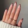 Francês usando armadura Brown wave nail piece atacado nail art vestível nail art peça de unha finalizada usando armadura