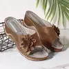 Pantuflas de talla grande transfronterizas para mujer 2021 nuevas de primavera y otoño sandalias casuales de cuña hueca flor de deseo zapatos de playa