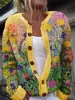 2025 Novo Cardigan de Tricô com Estampa Digital 3D Jaqueta Feminina Início da Primavera e Outono Atacado