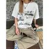 2026 Estilo Americano Novo Verão Retrô Estampa de Letras Marca Tendência Versátil Manga Curta Casual Camiseta Top