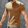 Camiseta Casual de Manga Corta Rayada con Cuello Redondo, Secado Rápido, Transpirable, Corte Ajustado y Dobladillo Curvo para Hombre, Deporte y Fitness, Comercio Exterior 2025