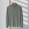 Suéter Fino de Solapa Gofrada para Primavera y Otoño Nueva Camisa de Manga Larga de Negocios Camiseta para Hombre Moda Casual Holgada
