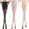 Medias para Adultos Seda Hilada al Núcleo Primavera y Verano Mariposa Negra Entrepierna en T Color Café Color Piel Medias Base para Mujer Sexy