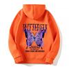 Sudadera casual con capucha de moda con letras nuevas de exportación europea y americana 2024 con mariposas multicolores