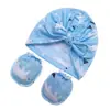 Nuevo Gorro para Bebé con Orejas de Conejo, Gorro Indonesio, Diadema Estampada, Guantes Antirrayaduras para Bebé, Juego de Tres Piezas, Gorro para Bebé