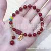 Novo Pulseira de Cinábrio 6mm com Contas de Areia Dourada Roxa de Alto Teor, Pulseira Pixiu, Amuleto da Fortuna, Joias do Zodíaco, Transmissão ao Vivo