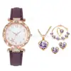 Nuevo Estilo Caliente Reloj de Cuarzo para Mujer con Esfera de Diamantes y Correa de Cuero PU Set de Pulsera para Mujer Listo para Entrega al por Mayor