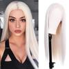 Europeia e americana nova moda peruca feminina Net vermelho branco longo liso cabelo liso peruca peruca Fábrica em estoque atacado