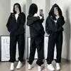 Conjunto deportivo casual transfronterizo para primavera y otoño, sudadera con capucha holgada estilo coreano y conjunto de pantalones jogger para correr para estudiantes