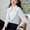 Camisa Blanca Mujer Manga Larga 2026 Primavera Otoño Nuevo Estilo Profesional Commute Top Temperamento Estilo Corto Camisa