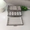 Caja de Almacenamiento de Joyería de Acrílico Transparente Gris Tipo Cajón a Prueba de Polvo para Anillos, Pendientes, Collares, Pulseras - Caja Multifuncional de Terciopelo