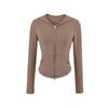 Chica Caliente Sexy Yoga Fitness Cárdigan de Manga Larga para Mujer Otoño Nuevo Cintura Pequeña Ajustado Delgado Cremallera Sudadera Chaqueta