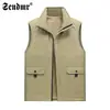 Chaleco exterior talla grande para hombre, otoño e invierno, sin mangas, cuello alto, forro polar, engrosado, adecuado para pesca, fotografía y deportes