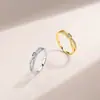 Anillo Doble en Forma de Corazón Entrelazado con Diseño de Nido de Amor, Anillo Suave para Uso Diario para Mujeres, Plata S925 Incrustada con Moissanita