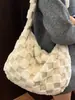 Bolso de Mujer de Gran Capacidad a Cuadros Contrastantes Moderno Elegante 2025 Holgado Casual de Axila Diagonal al Hombro Felpa Bolso Tote Grande