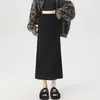Saia vintage de veludo cotelê de cintura alta para mulheres, nova saia irregular de corte A slim fit de comprimento médio para outono e inverno, saia justa ao corpo