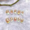 Uñas Vestibles Florales 3D en Relieve Estilo Ballet, Arte de Uñas Hecho a Mano Estilo Francés Fresco y Dulce, Juego de 10 Piezas de Uñas Postizas de Tamaños Variados