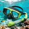 Mascarilla de Buceo y Snorkel de Venta Caliente Transfronteriza para Hombres y Mujeres Montura Grande Mascarilla de Silicona Impermeable Antivaho Set de Snorkel