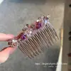 Acessório de cabelo em estilo coreano, requintado, versátil, rosa e roxo, com strass, pente invertido para franja, pente de cabelo, grampo de cabelo, novo modelo 2026 para mulheres