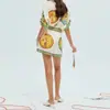 2026 Ropa Femenina Transfronteriza Europea y Americana Estampado Retro Cuello Solapa Manga Corta Pantalones Cortos de Cintura Alta con Cordones Conjunto de Vacaciones