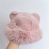 Outono e inverno novo gorro de pele de urso moda feminina quente à prova de frio estilo estrangeiro proteção auricular ao ar livre boné de bacia japonês
