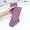 Luvas de Ciclismo Elétrico para Exterior Femininas de Caxemira Alemã Quentes e à Prova de Frio Aveludadas Espessadas com Toque de Tela para Outono e Inverno