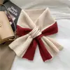Versátil Novo Outono e Inverno 2025 Ano Novo Presente de Natal Cachecol Vermelho Tricô Cor Sólida para Mulheres Inverno Quente Estilo Japonês