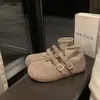 Zapatos Mary Jane Peludos de Doble Hebilla para Mujer, Nuevo Estilo Otoño/Invierno 2025, Zapatos Poco Profundos sin Cordones, Estilo de Hada, Adecuados para Faldas, Zapatos Mocasín