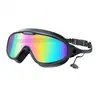 Gafas de natación para adultos con marco grande electrochapado transfronterizo personalizadas para hombres y mujeres, impermeables antivaho de alta definición con tapones para los oídos integrados