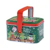 Caja de dulces, edición navideña, lata portátil para galletas, snacks y té, caja de almacenamiento de postres de picnic de mano