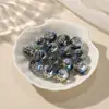 Color Melocotón Bebé Galvanizado Iridiscente Cuentas Sueltas Material de Resina Cuentas Redondas de 16 mm Cadena para Teléfono Accesorios para Manualidades con Cuentas Materiales