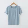 Nueva camiseta de mujer de verano con cuello redondo y manga corta, estilo coreano, hecha de algodón, corte holgado, talla grande, casual, color liso, top versátil