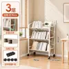 Estantería de almacenamiento para libros de pie, móvil con ruedas, multicapa, para el hogar, almacenamiento de snacks para niños, carrito pequeño, librero simple