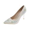 Zapatos Cheongsam de Estilo Nacional Primavera 2024 Nuevos Satén Retro Estilo Francés Tacones Altos para Mujer