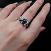 Estilo étnico prata esterlina queimado elefante azul anel aberto nicho feminino design retro estilo antigo senhora anel de dedo indicador