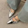 ¡Impresionante! Zapatos de Mujer Estilo Francés con Punta Aguda y Tacón Oculto, Diseño de Envoltura, Boca Baja, Modelo Nuevo de Moda y Versátil en Plata