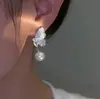Brincos de Cristal Borboleta Pérola Super Fada para Mulheres, Novo Estilo Popular, Design de Alta Qualidade, Modernos e Versáteis, Brincos Sem Furo