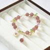 Pulsera de Cristal de Fresa Natural de Nuevo Estilo Pulsera de Mejor Amiga para Estudiante Pulsera de Estilo Coreano Refinada de Concha Hierba de la Suerte Estilo Mori para Mujer