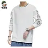 Explosões do TikTok Moda Jovem Masculino plus size com Suéter Estampado Masculino Primavera e Outono Novo Gola Redonda Camisa Base Top Roupas