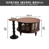 Mesa de café vintage de madera maciza estilo francés para apartamentos pequeños, mesa de café estilo mediados de siglo para sala de estar, uso doméstico, mesa redonda estilo americano con vidrio largo de arcoíris