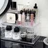 Caixa Organizadora de Cosméticos, Penteadeira, Gaveta Cinza Transparente Tipo Caixa para Joias, Batom, Base Air Cushion, Sombra, Produtos de Skincare Versão Atualizada