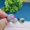Anillo de calcedonia verde cara de huevo redondo al por mayor comparable al jade verde yang helado anillo de lujo para mujer incrustado en vivo