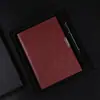 Caderno de folhas soltas para negócios com fichário removível, bloco de notas A5 para negócios, livro de registro de reuniões com capa de couro, conjunto em caixa de presente
