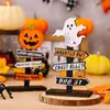 Suprimentos de Decoração de Halloween Transfronteiriços Artesanato em Madeira Letras de Abóbora Pingentes de Madeira Formato de Árvore Fantasma Mesa Atacado
