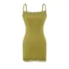 Vestido de Verão Novo Estilo Kardashian Europeu e Americano Moda Transfronteiriça Vestido Curto com Alça Fina Sexy Justo Bodycon Renda Patchwork