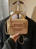 Bolso Cubo de Moda Transfronterizo para Mujer, Bolso de Hombro Cruzado de Playa Tejido de Paja Estilo Bambú, Serie Miu