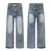 Jeans de Mezclilla Rectos Sueltos Lavados Estilo Street Casual para Hombre EIGHTISLAND, Corte Relajado NK722