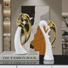 Adornos de pájaros simples de cerámica blanca y oro de estilo europeo, decoración de lujo ligero para el hogar, sala de estar, entrada, decoración para mueble bar, decoración para mueble de TV